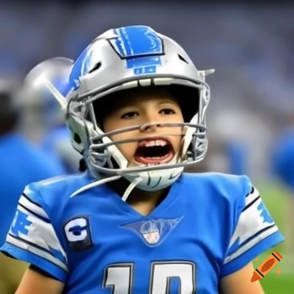 Individual wearing lions football gear, representing autism