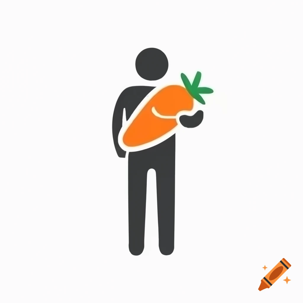 Pictogram of a man eating a carrot