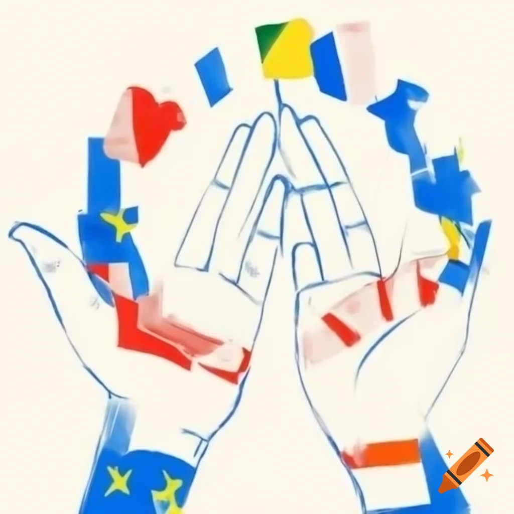 Abstract artwork representing peace using colors from European flags