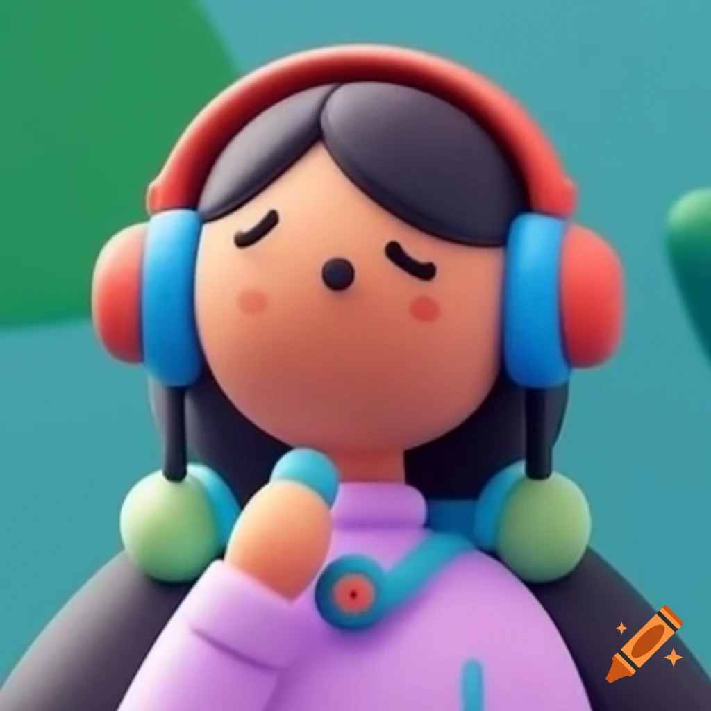 Hirono figurine girl wearing headphones