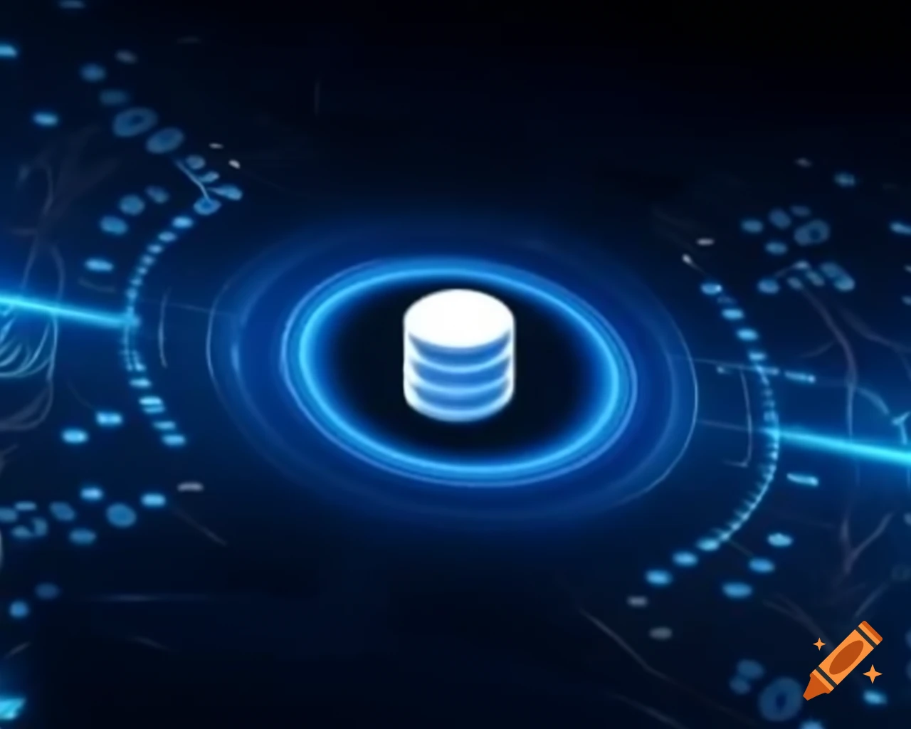 Database icon with bluish digital circuit lines backdrop
