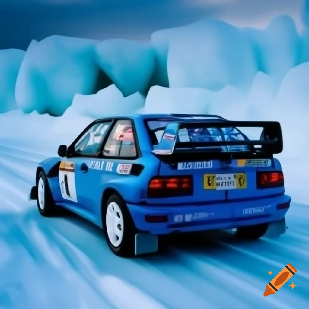 Side angle of blue rally car with number 11 on door and hood on Craiyon