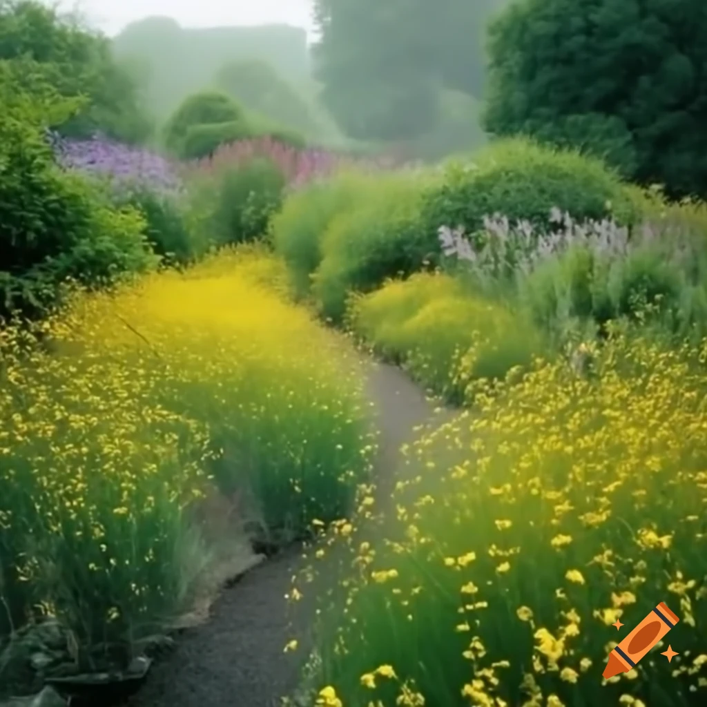 Vibrant prairie garden filled with diverse plants