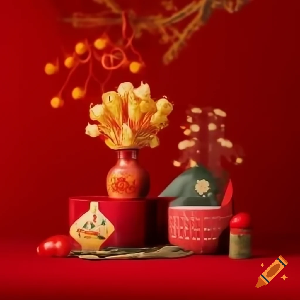 Celebration of Chinese New Year with traditional decorations