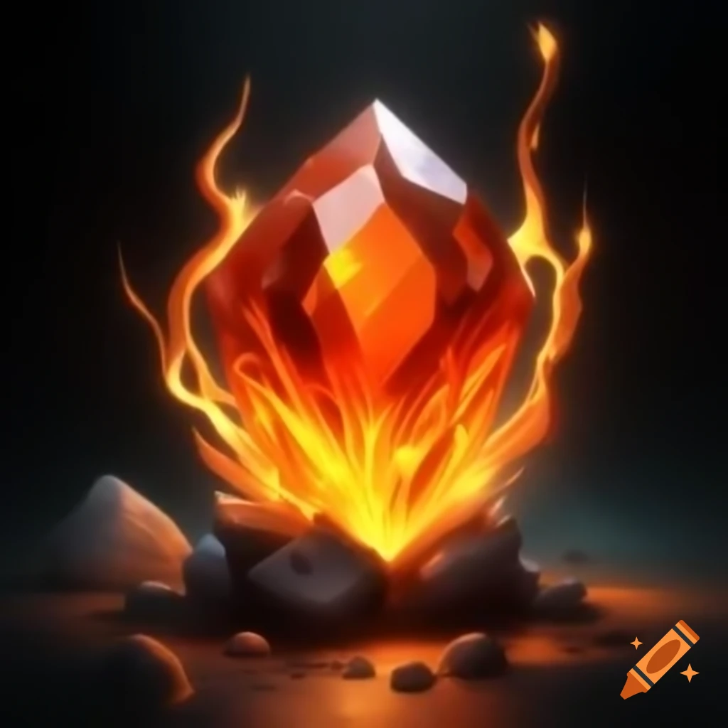 Magical glowing orange-yellow gemstone among rocky ore
