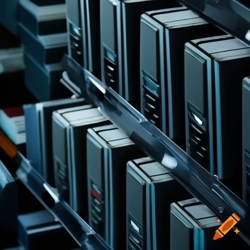 Shelf filled with new computers