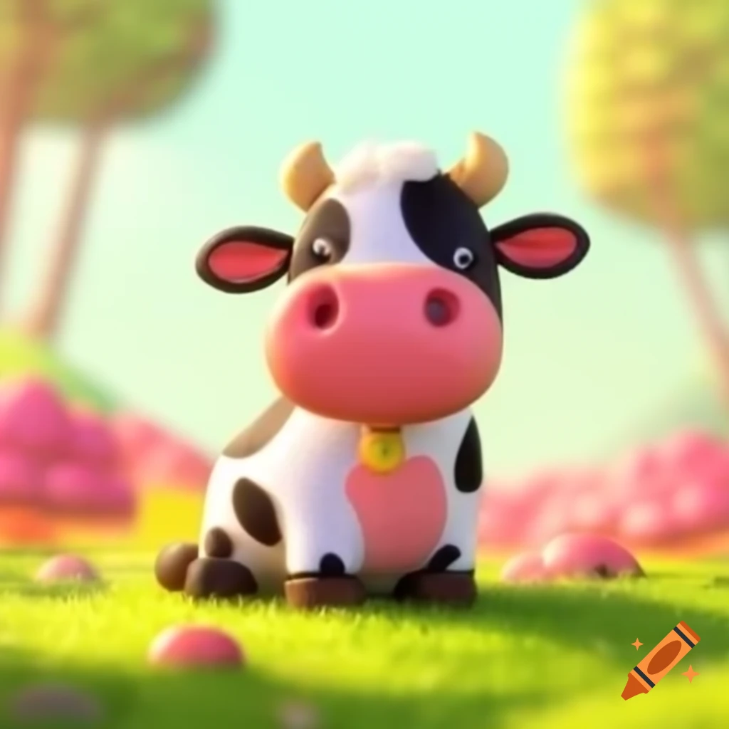 Cute cow in a pastoral setting
