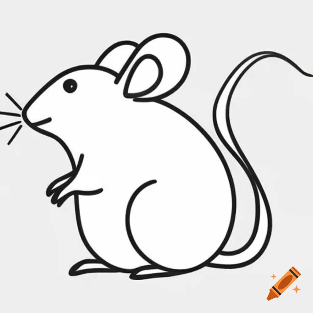 Happy rat in black and white line-style art