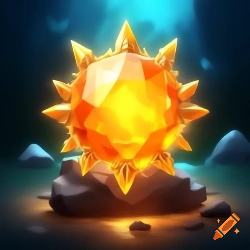 Glowing yellow sunstone gemstone surrounded by rocky ore