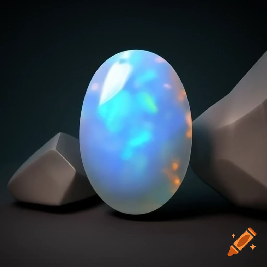 Freshly mined oval cut opal gemstone surrounded by rocky ore