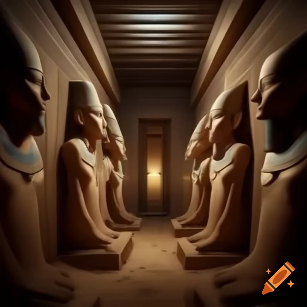 Archaeologists uncovering ancient Egyptian tomb with hieroglyphs