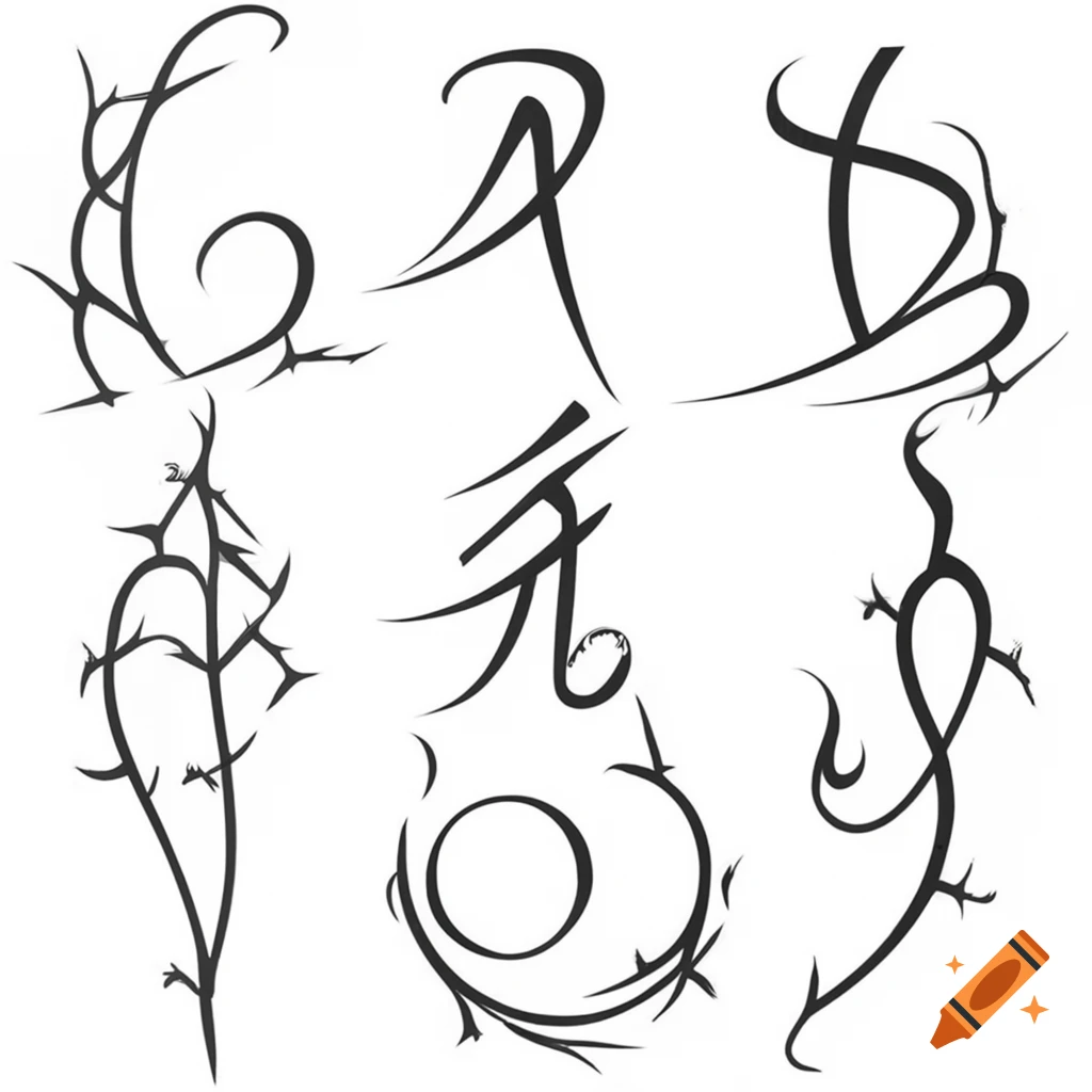 Elegant Final Fantasy inspired typography with ivy and thorns, in Yoshitaka Amano style