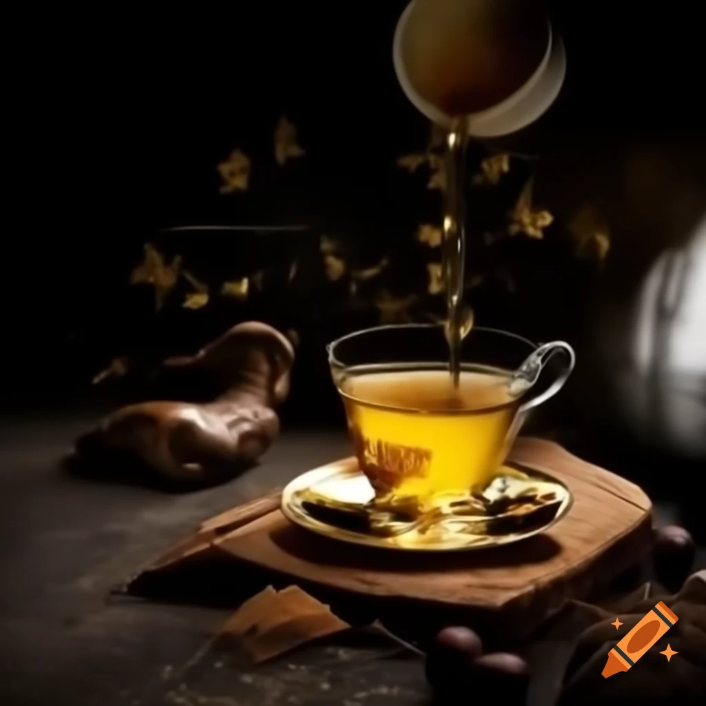 Golden milk tea in a stylish cup