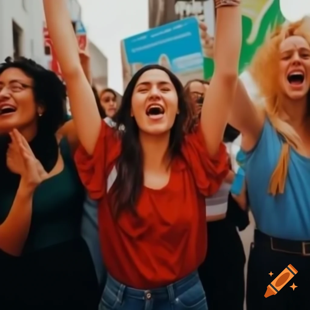 Women participating in a protest