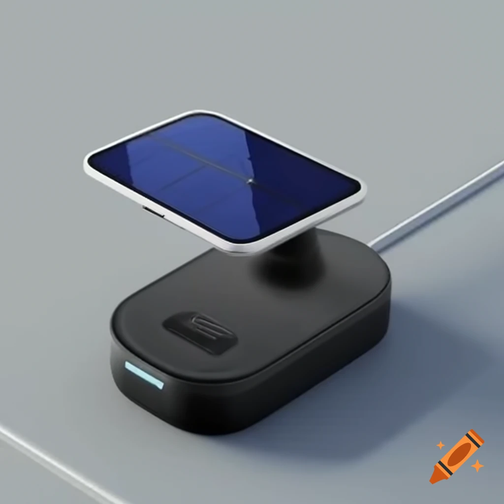 Futuristic solar-powered charger for Qi-2 wireless charging Samsung mobile