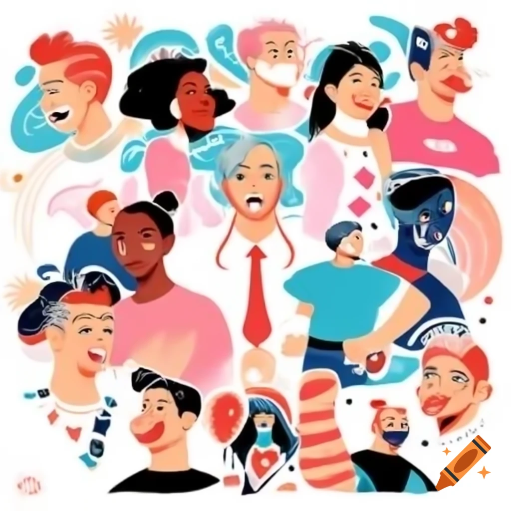 Graphic novel-style illustration of diverse consultants and clients in vibrant scene