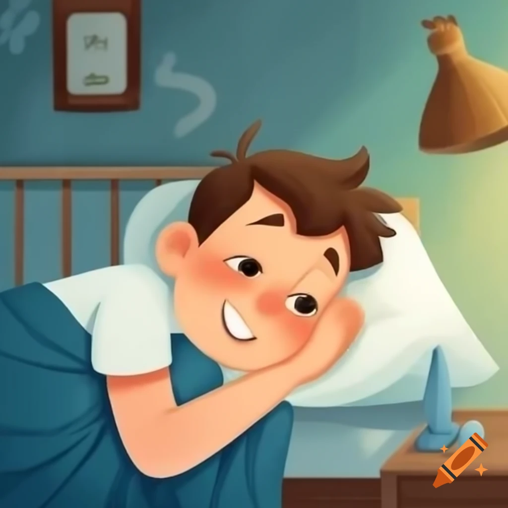 Boy waking up early in the morning