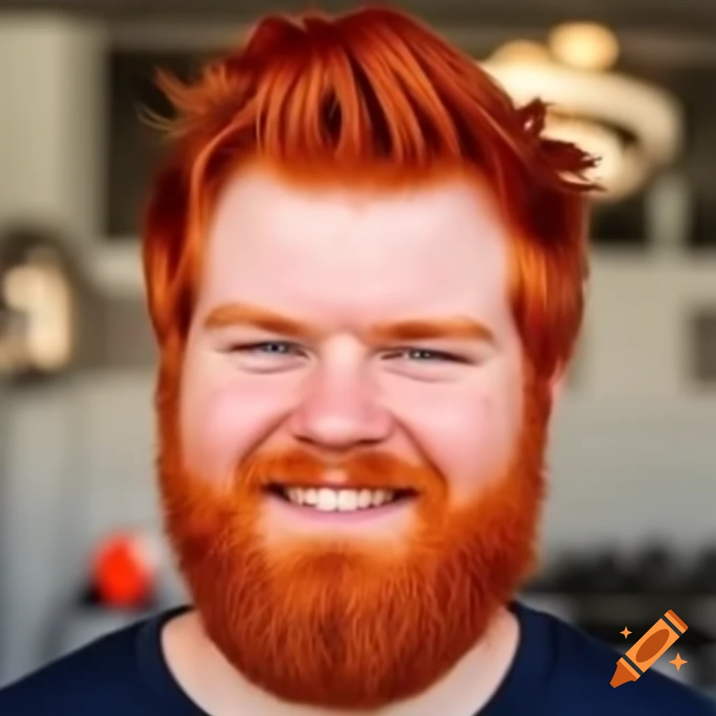 Friendly redhead fireman with short hair and beard smiling