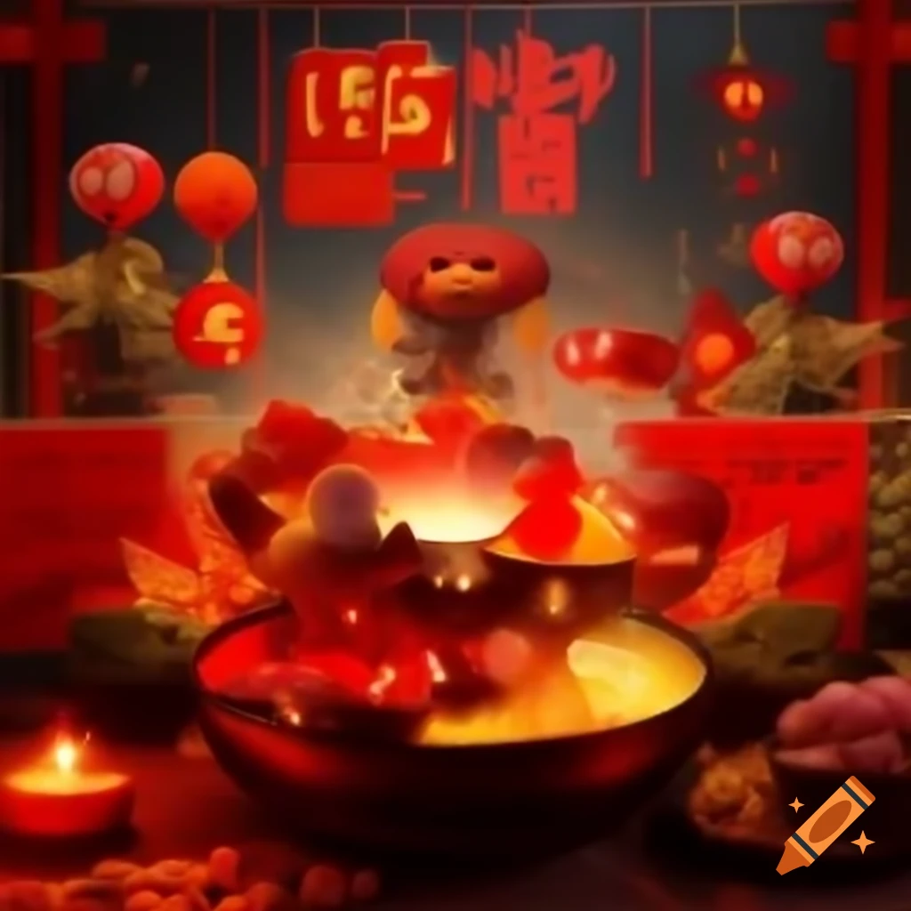 Celebration of Chinese New Year with festive decorations