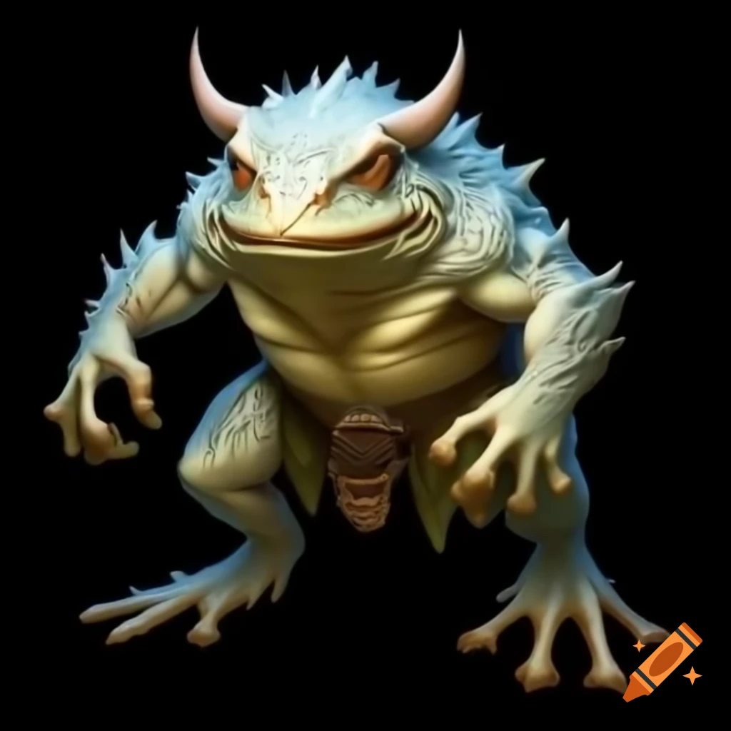Aggressive white-skinned bullfrog in hand-painted dungeon style fantasy ...