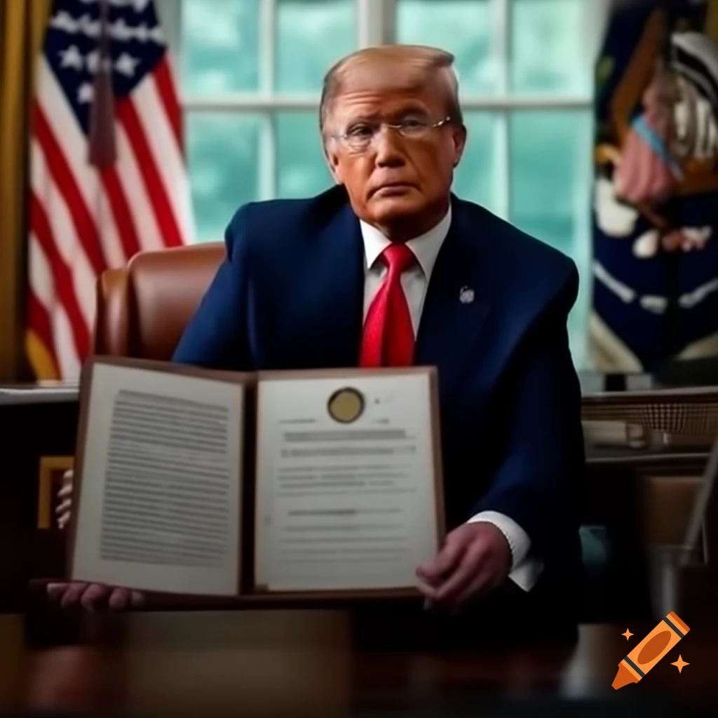 President Trump holding Executive Order stating 'The Forest is Open'