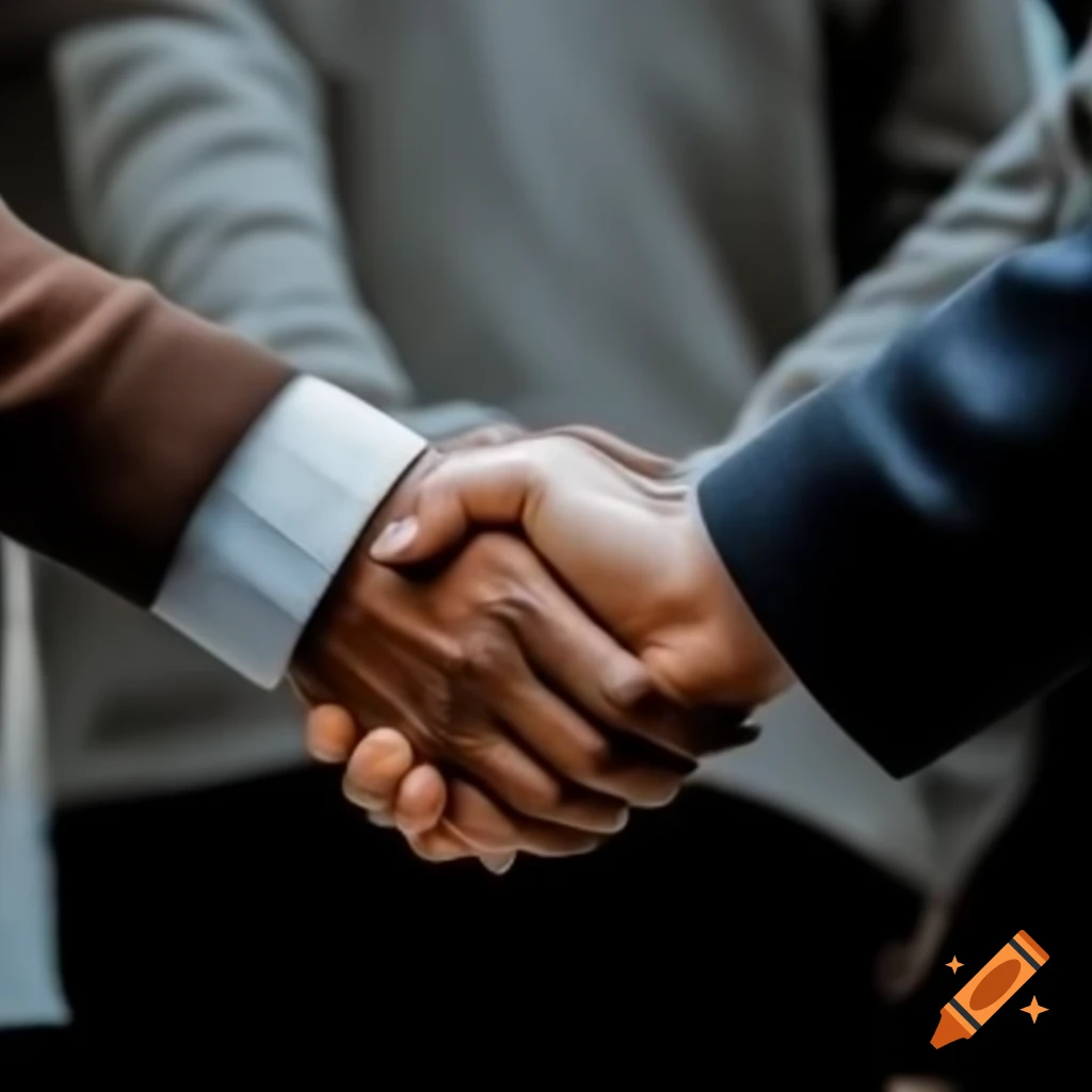 Two people shaking hands in a professional setting