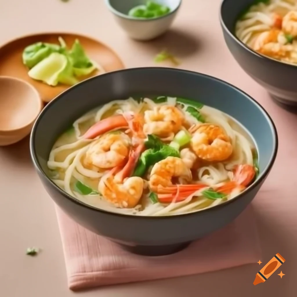 Delicious shrimp rice noodle soup