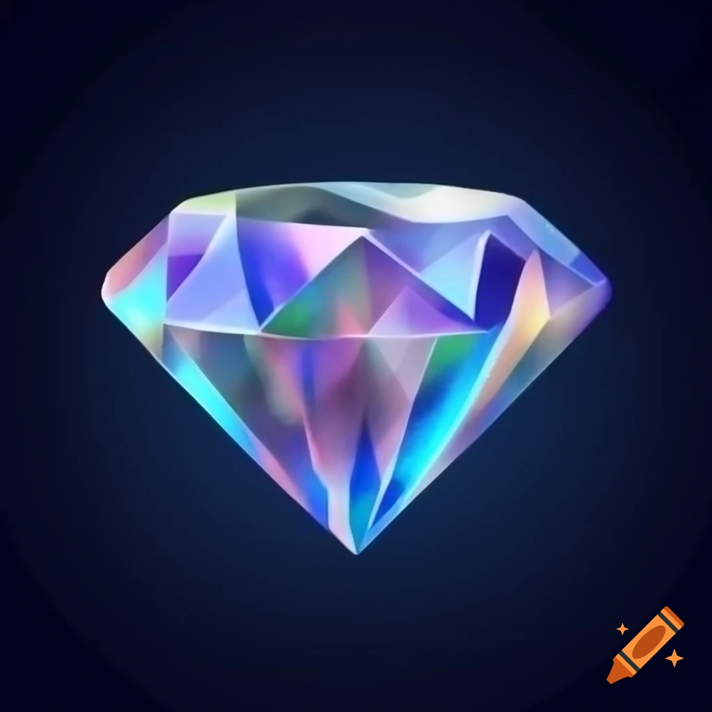 Opalescent diamond fragment with colorful reflections
