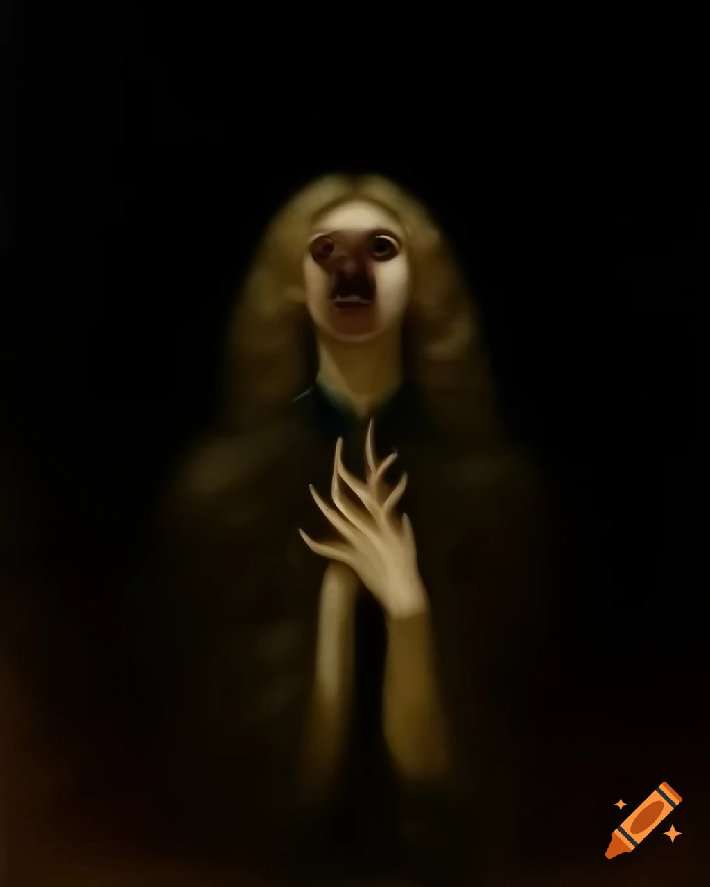 Surreal dark figure in style of Hieronymus Bosch