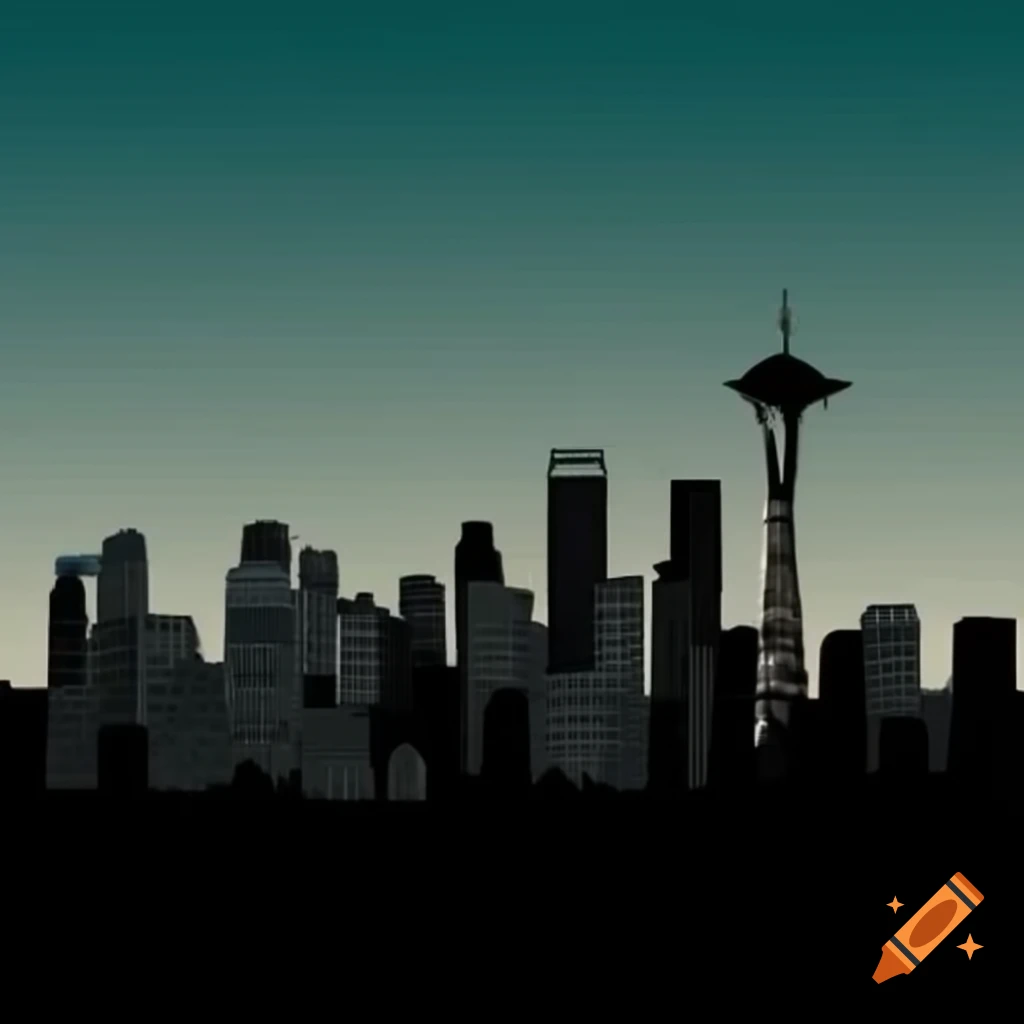 Seattle skyline in silhouette style