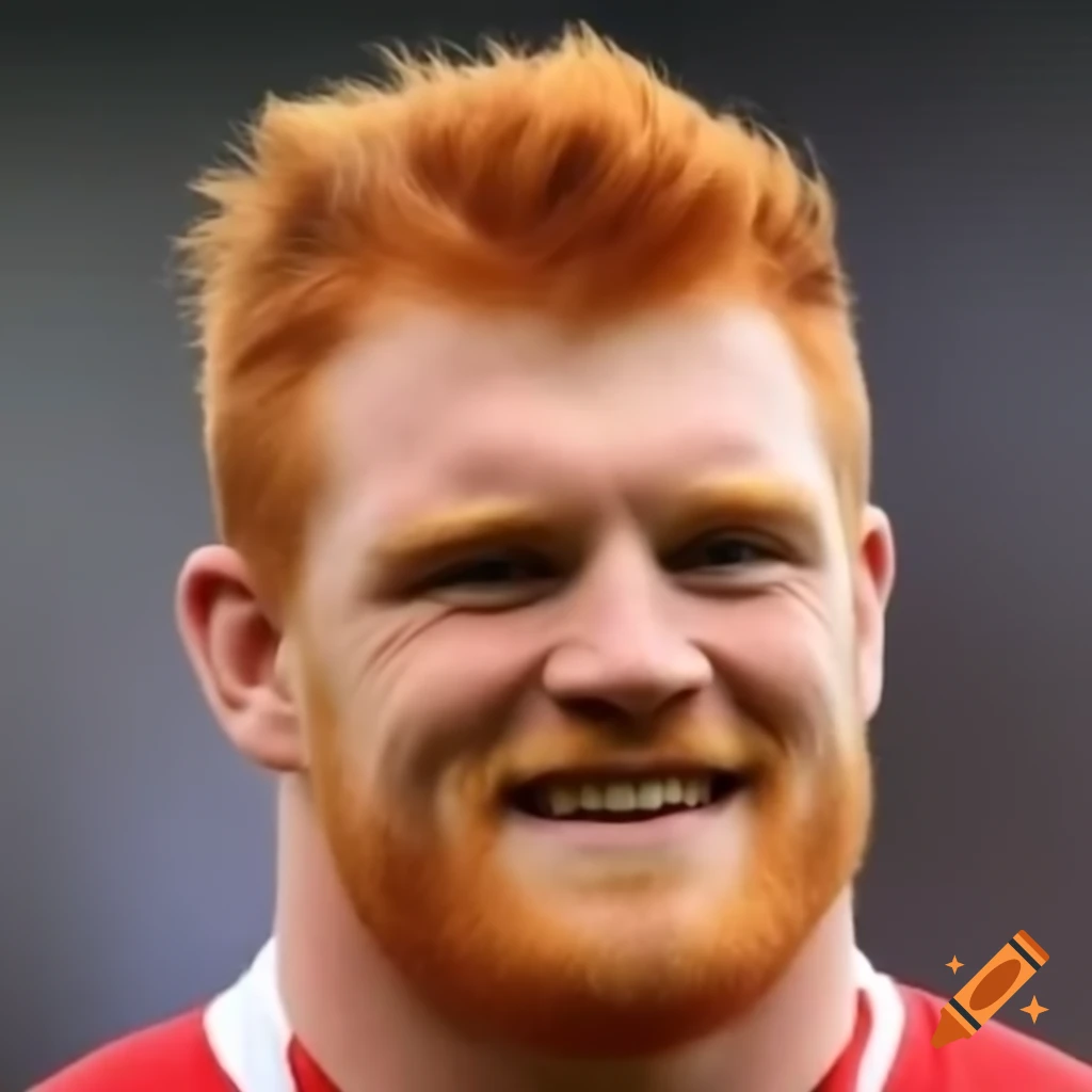 Smiling redhead rugby player with short hair