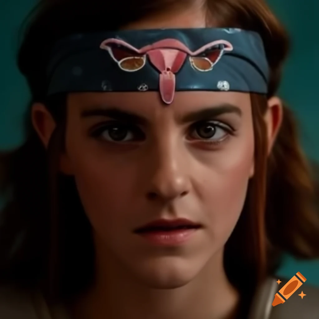 Emma Watson wearing headband with Under Armor uterus logo
