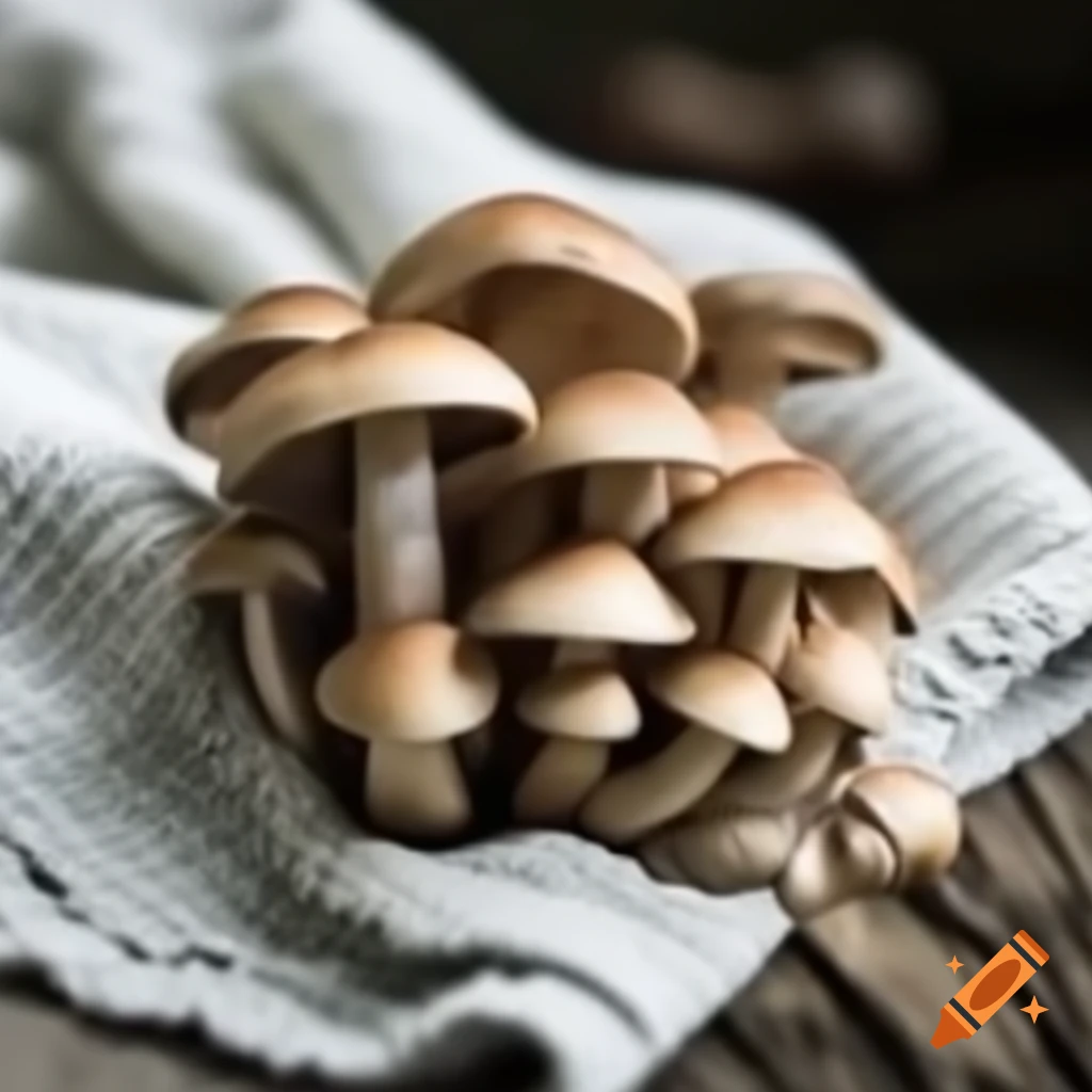 Mushrooms growing on a towel