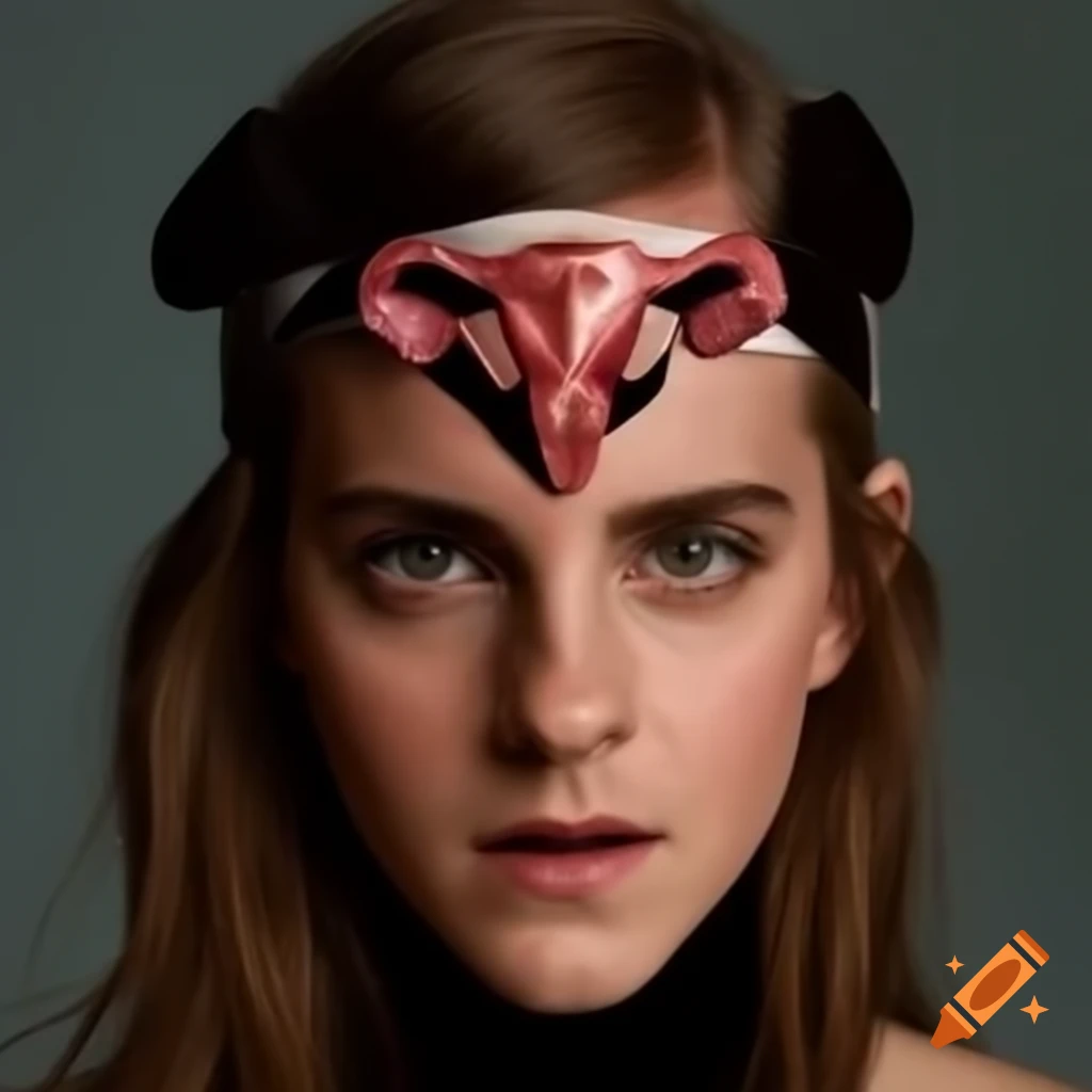 Emma Watson wearing headband with Under Armor uterus logo
