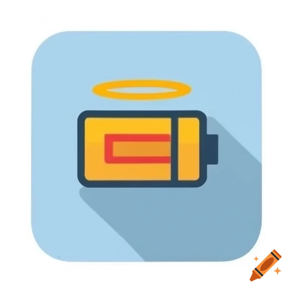 Flat icon of a battery with a halo design