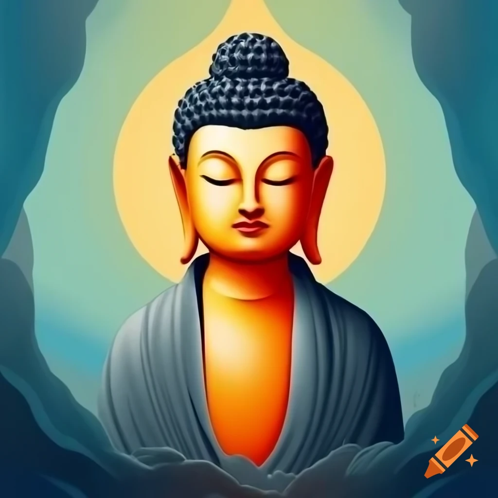 Buddha painting in serene background