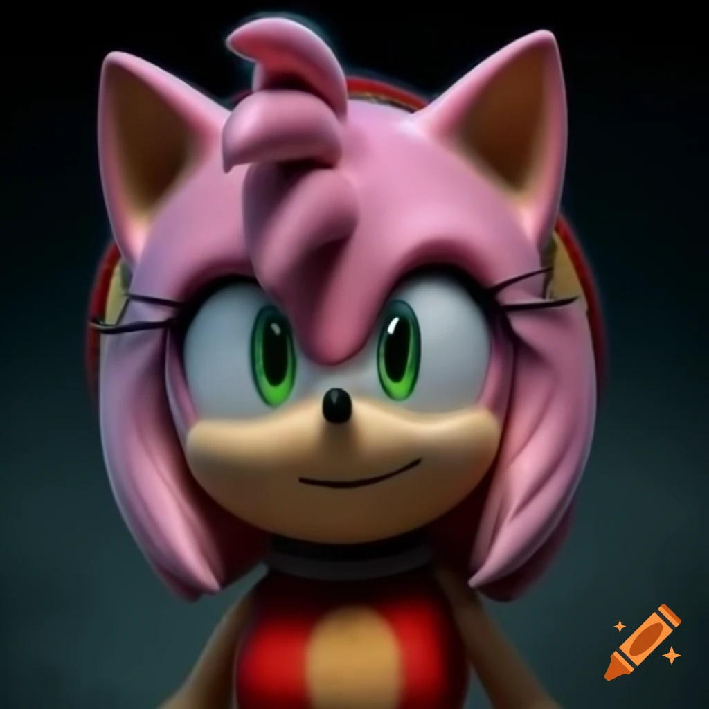 Realistic CGI of Amy Rose the hedgehog from Sonic movie 4