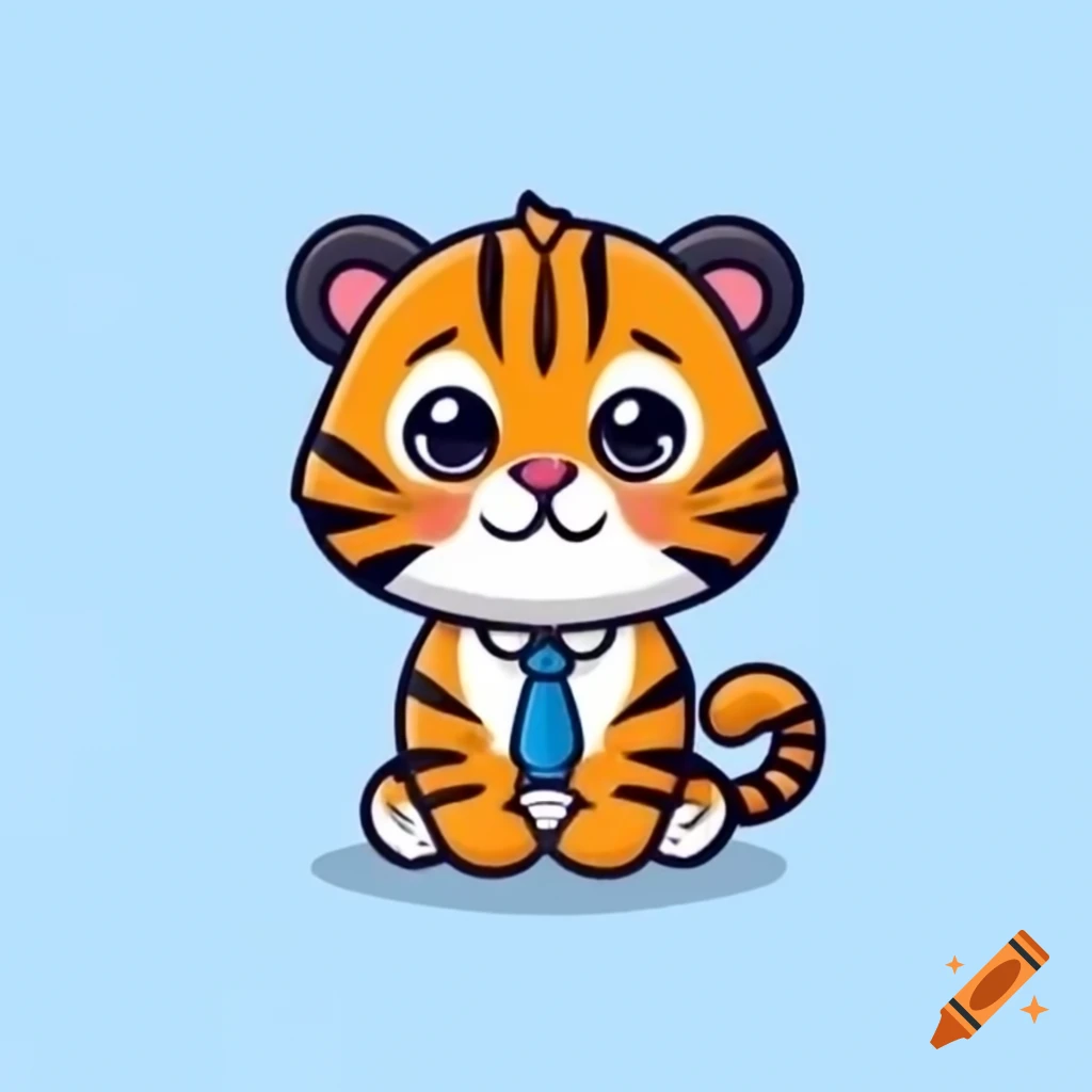 Cute tiger wearing a tie