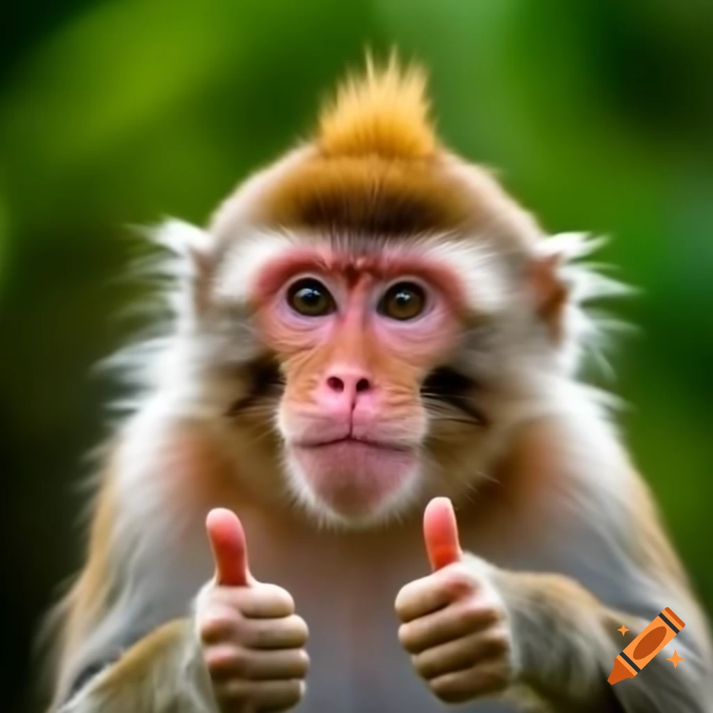 Monkey giving thumbs up gesture