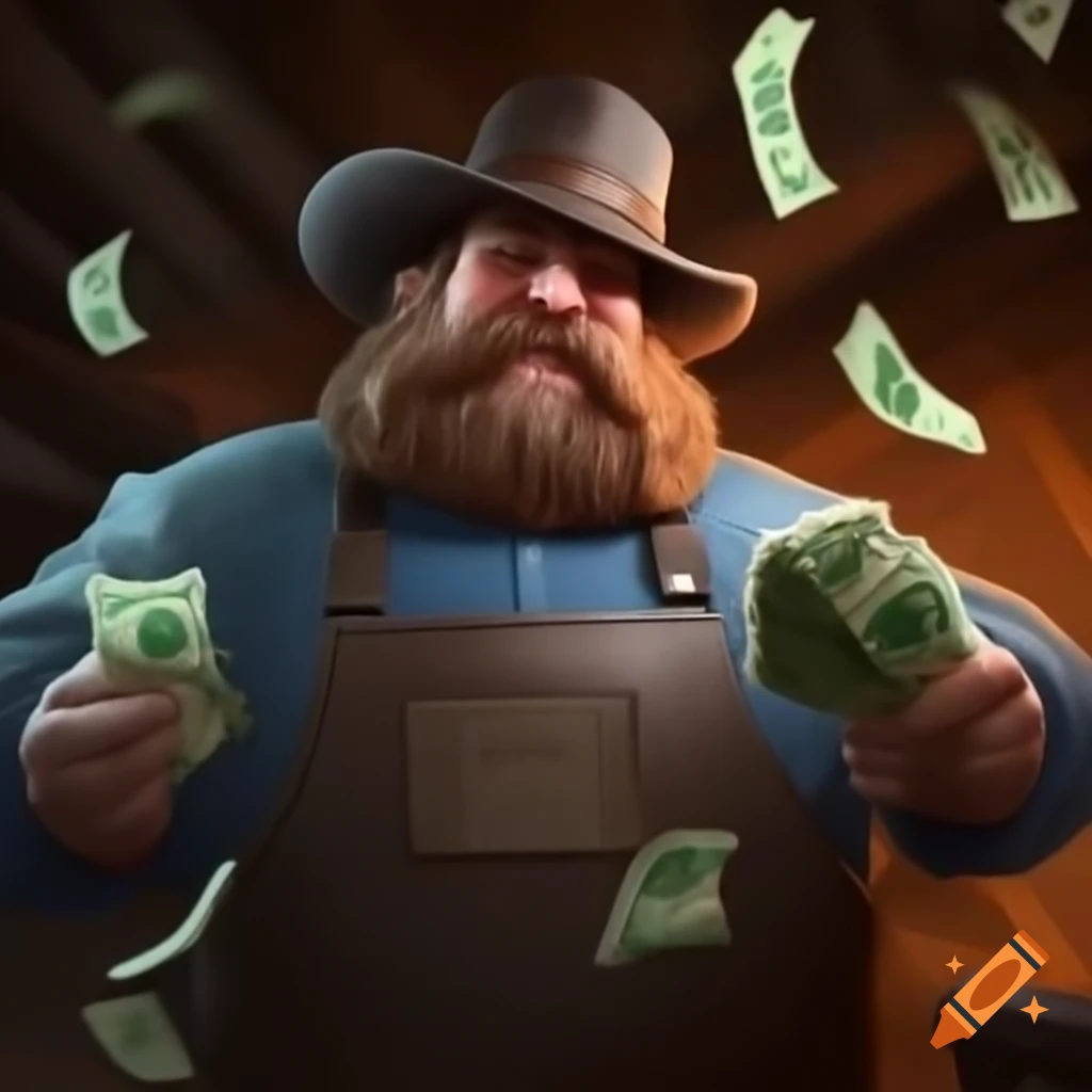 Locksmith with cash overflowing from pockets