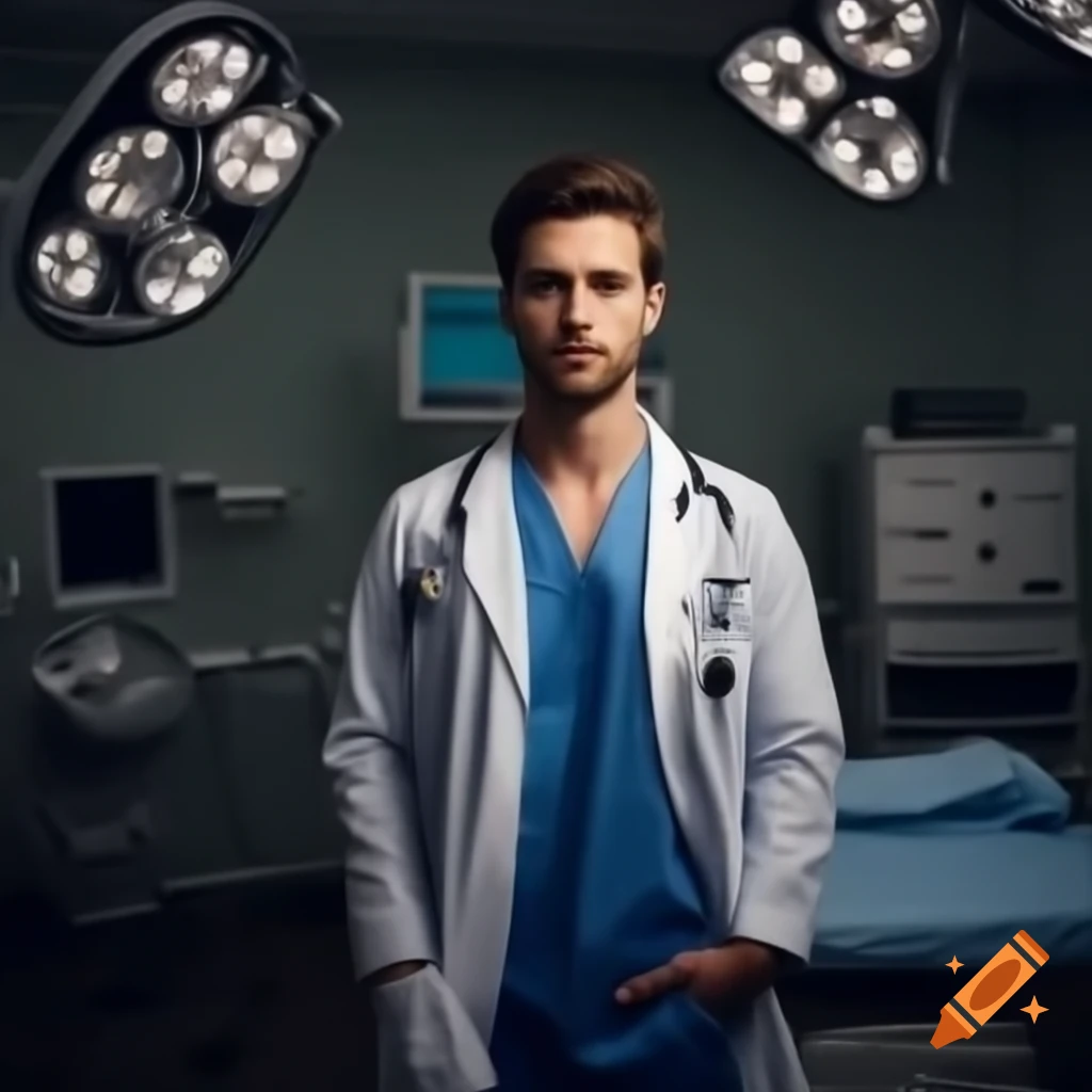 Handsome tall young doctor
