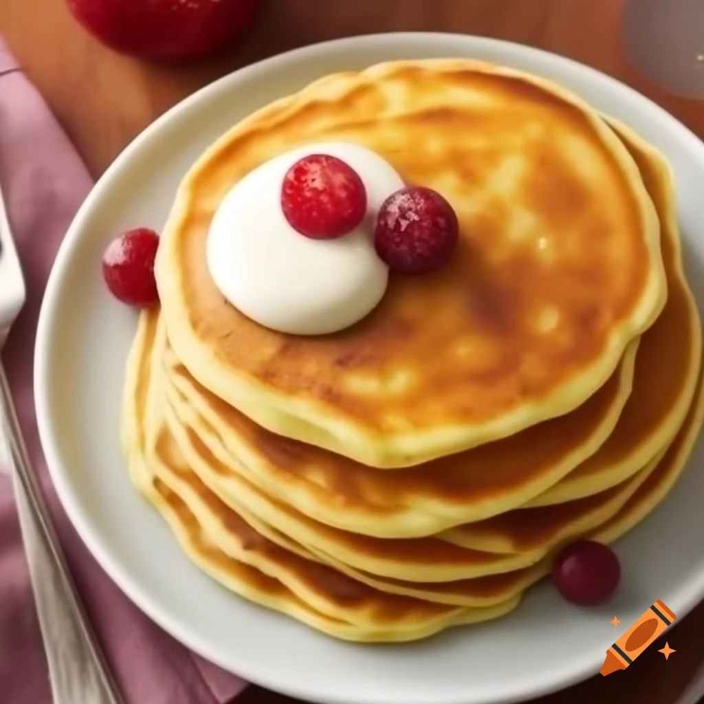 Delicious pancake served with syrup