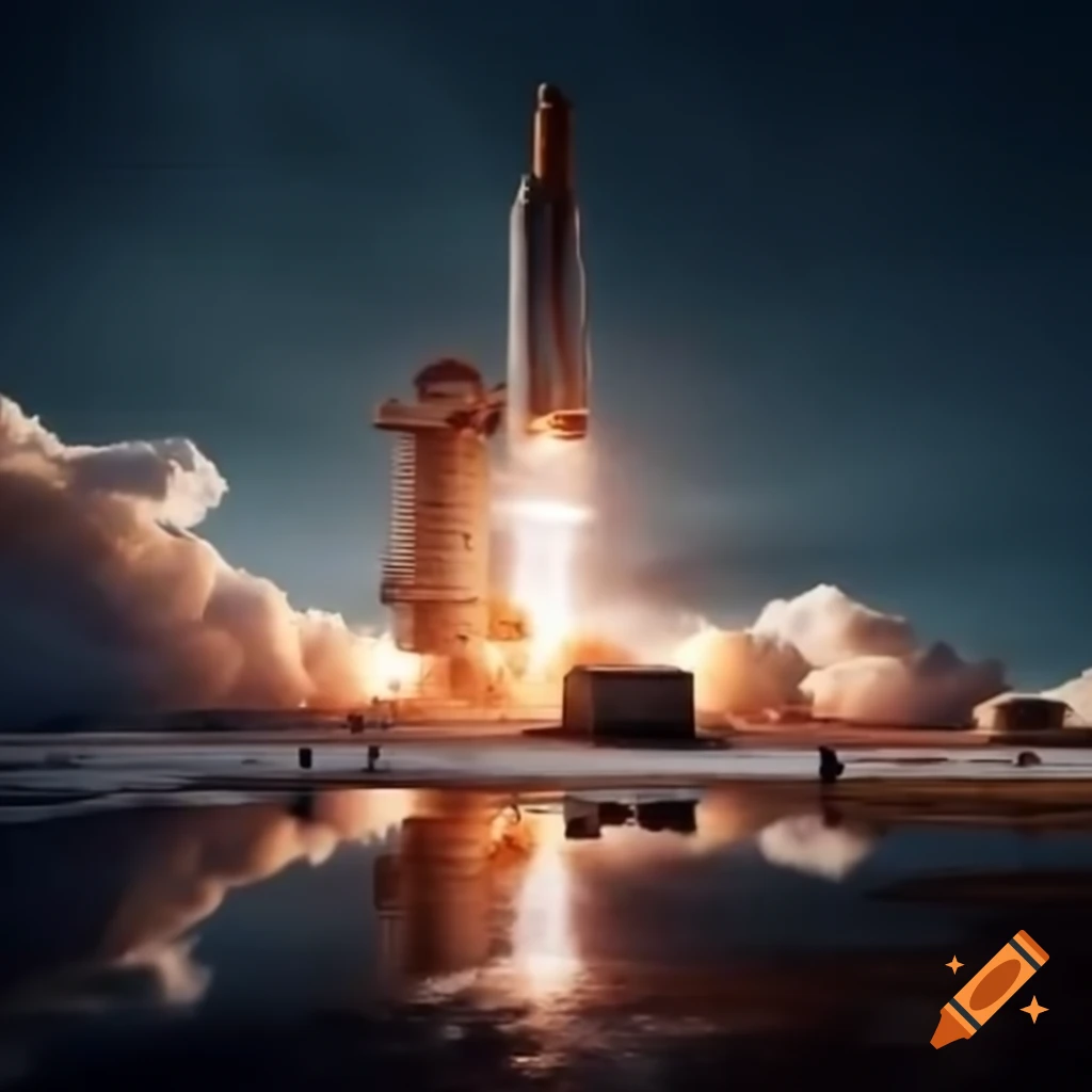 Missile silo launch with nuclear missile surrounded by fire and smoke