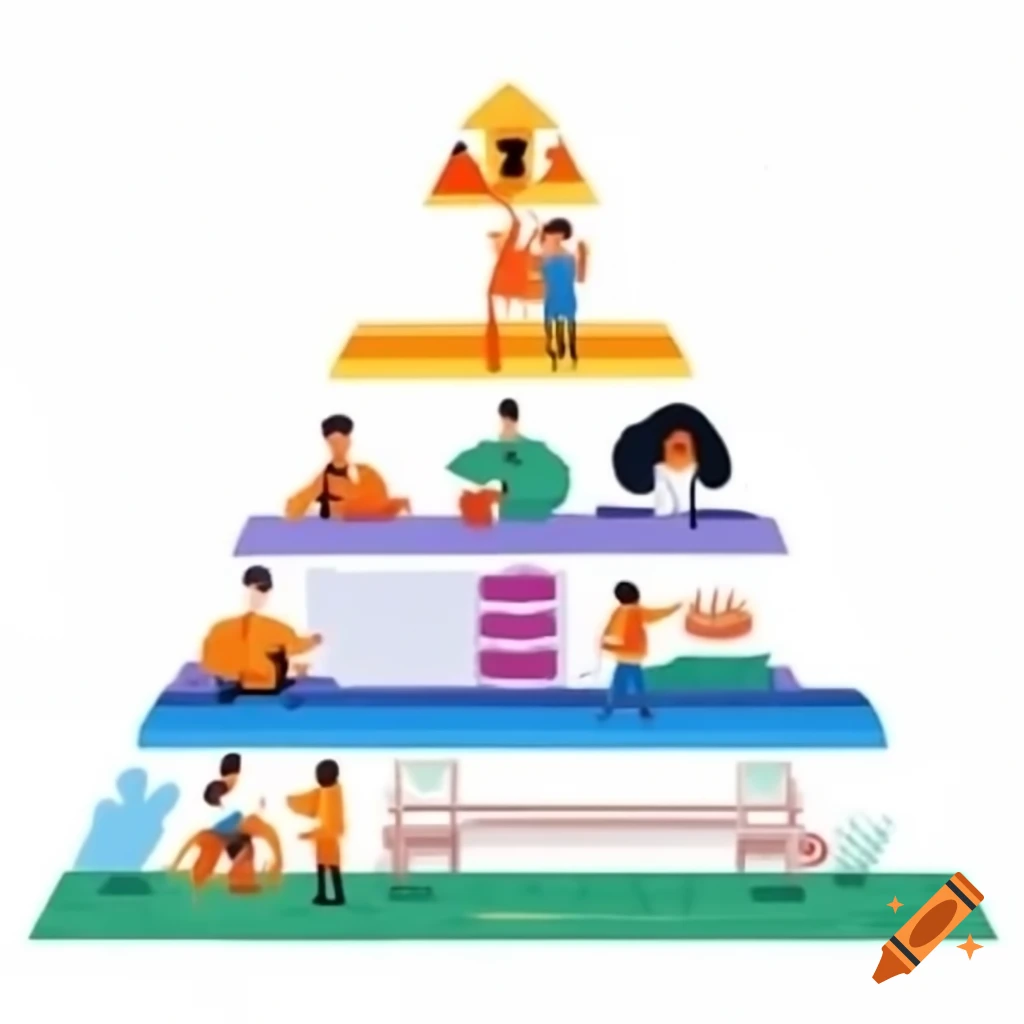 Illustration of Maslow's Hierarchy of Needs pyramid with five levels outlined