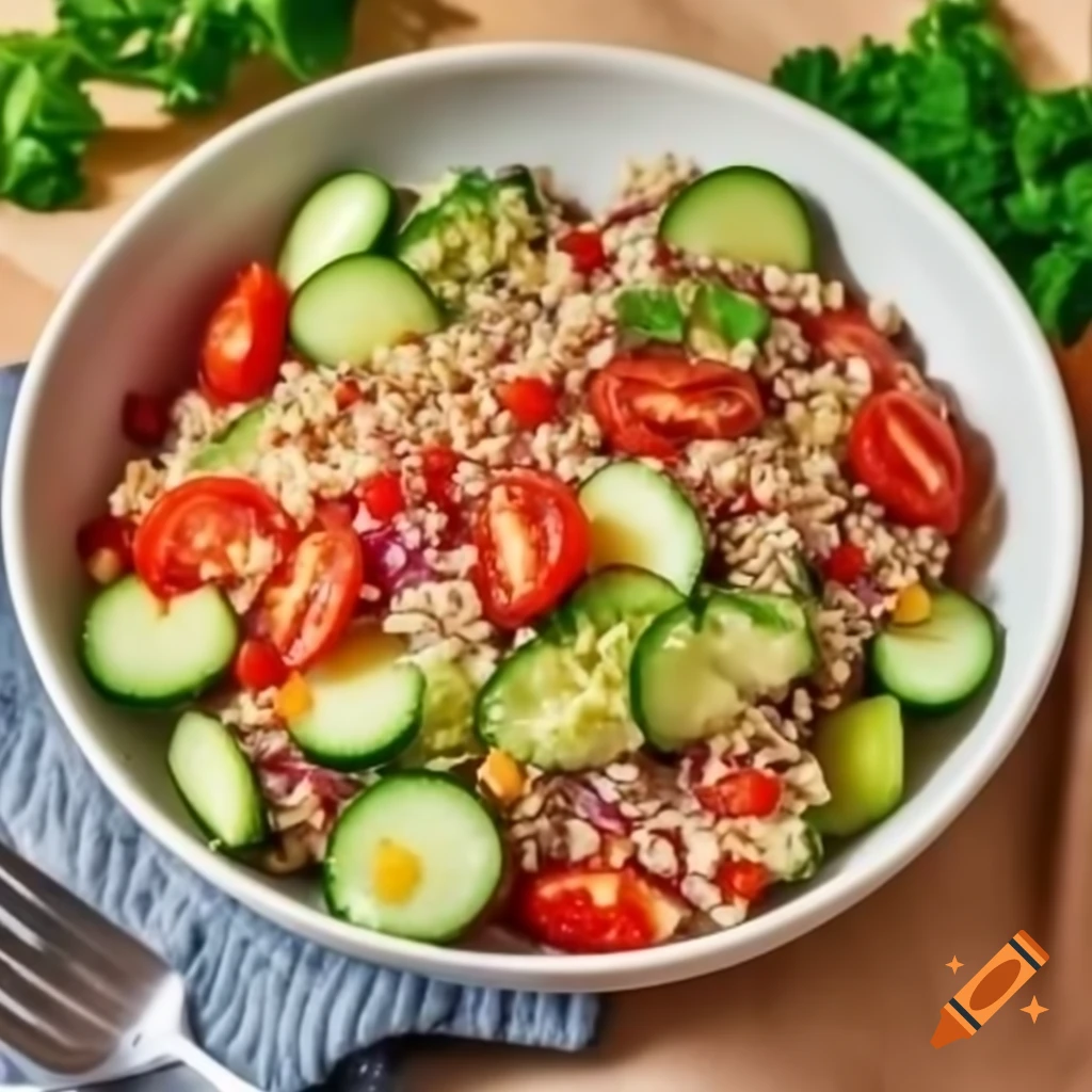 Vibrant quinoa salad with cherry tomatoes, cucumber, and parsley in lemon vinaigrette