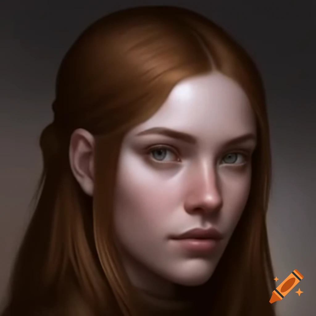 Medieval woman with light brown wavy hair and understated features on ...