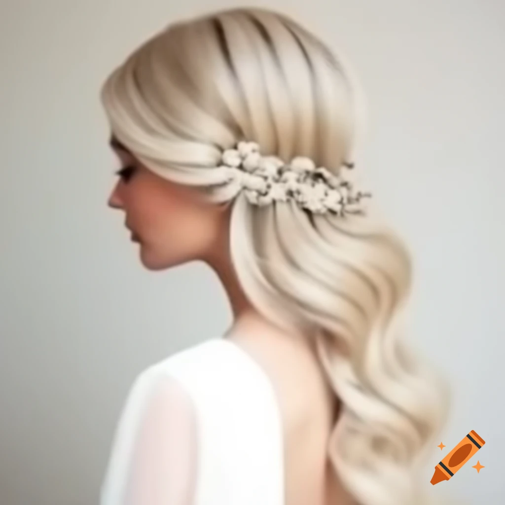 Elegant long cream bridal hairstyle