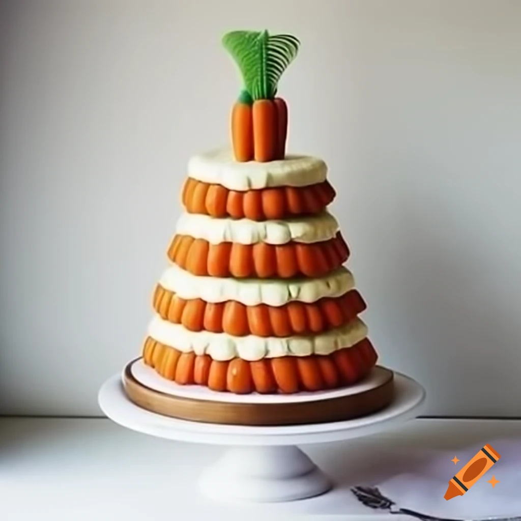 Three-tiered carrot cake with decorative icing