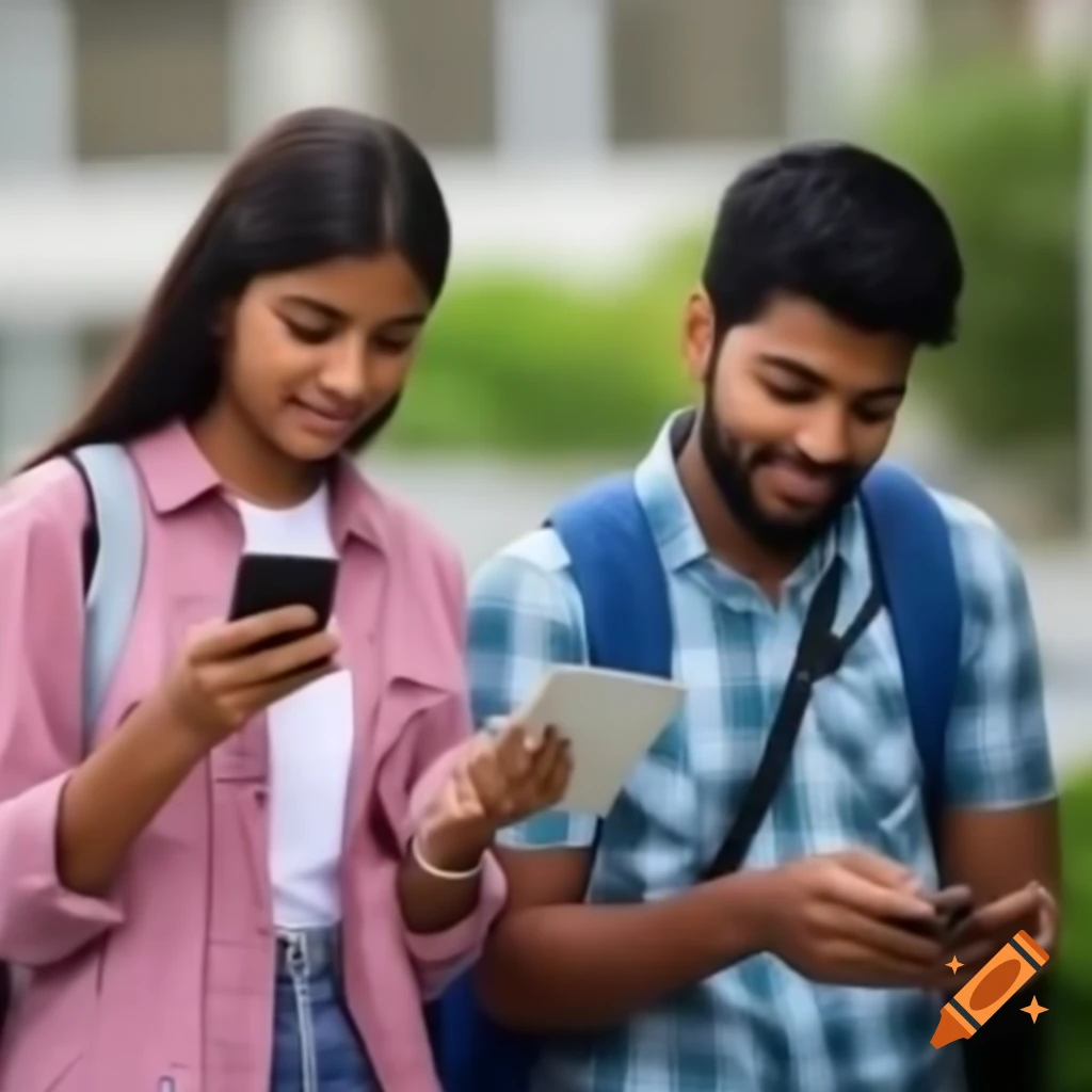 University student using two mobile phones simultaneously
