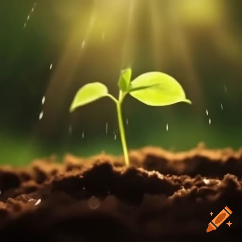 Growth of a tiny sprout as Sammy experiences changes with rain and sun